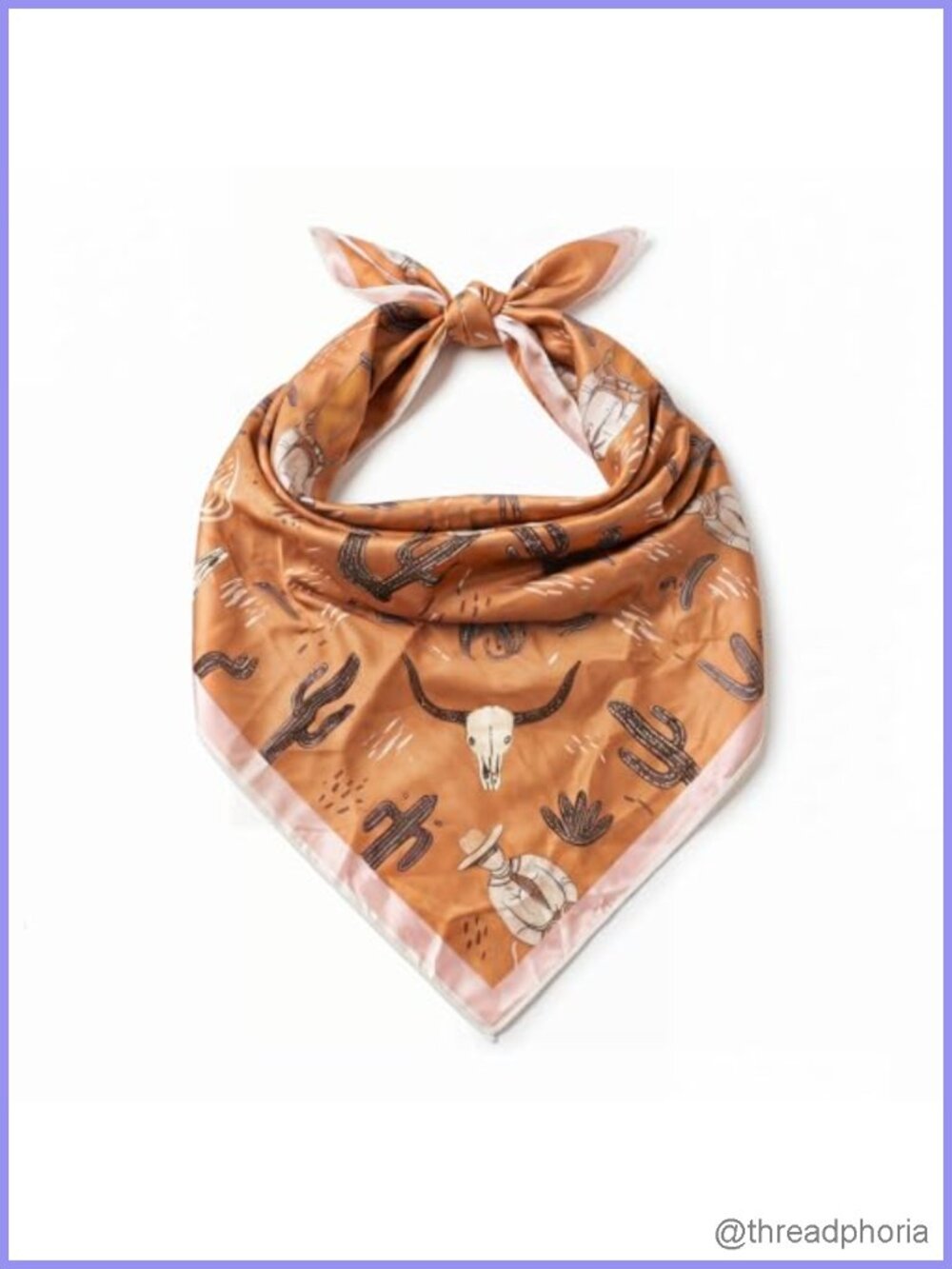 Satin Silk Blend Western Cowgirl Square Bandana Scarf